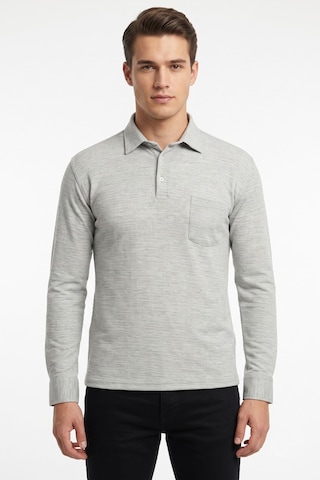 Çizgi Triko Erkek Gömlek Yaka Cepli Klasik Kalıp Sweatshirt 5304 Bgl-st05540 Gri
