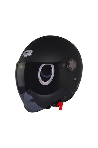 Fr612 Mat Siyah Motosiklet Kaskı Güneş Vizörlü Yarım Açık Motorcu Kask