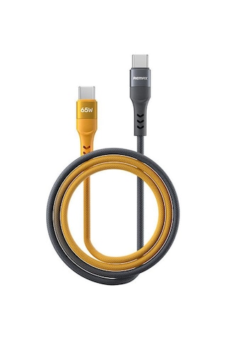 Remax Cb16 Pd65w Tip-c Tip-c Makaron Örgülü Hızlı Şarj Veri Kablosu, Uzunluğu: 1.2m Siyah Turuncu