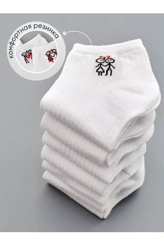 John Jeniford Beyaz Kısa Çorap Seti "love İs" 6 Çift 219052155 Beyaz