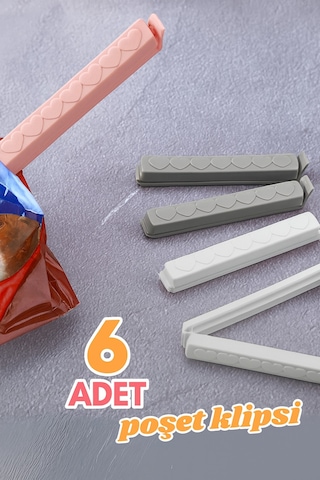 6 Lı Poşet Klipsi Seti Mutfak İçin Dayanıklı Ve Yıkanabilir Paket Kapatma Mandalı Plastik 8 X 26 B Diğer