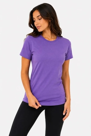 Hazego Basic Tişört Bisiklet Yaka Kısa Kol Günlük Yazlık Slim Fit T-shirt - Mor