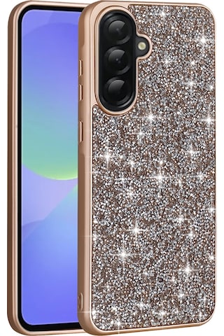 Galaxy Uyumlu A56 Kılıf Parlak Taşlı Tasarım Zore Pırlanta Kapak Gold