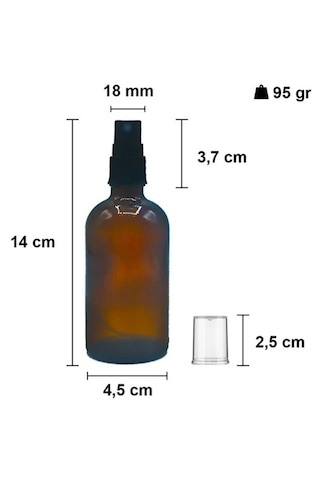Rotanev 4 Adet 100 ml Amber Kapaklı Siyah Sprey 100 Cc Fısfıs Kolonya Dezenfektan Kahverengi Cam Şişe