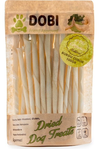 %100 Doğal Organik Köpek Ödül Maması Burgu Çubuk 100gr Katkısız, Gluten Ve Koruyucu İçermez