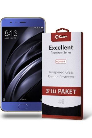 Xiaomi Mi 6 ile Uyumlu Kırılmaz Cam Ekran Koruyucu Ekonomik 3'lü Paket