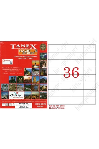 Tanex Tw-2035 Ebat 52 X 33 MM Lazer Etiket