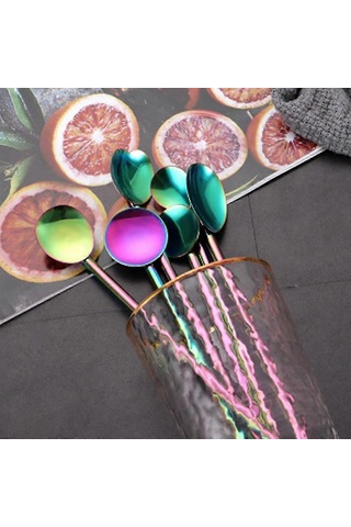 İçme Pipetleri Kaşık Paslanmaz Çelik Yeniden Kullanılabilir Metal Kaşık Pipetler