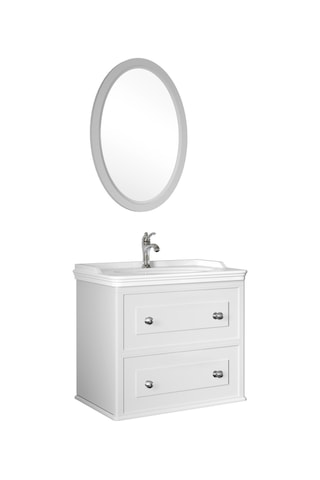 Kale Miro 80 Cm Mat Beyaz Banyo Dolabı Takımı Beyaz