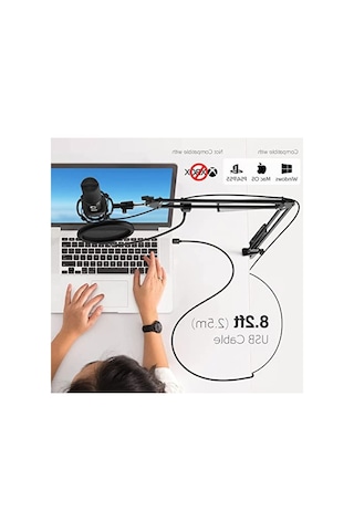 Fıfıne Akış Mikrofonu Pc Kollu, Usb Mikrofon Ps4 Ps5 Mac, Pop Filtre, Shock Mount, Oyun Podcast Stüdyosu İçin