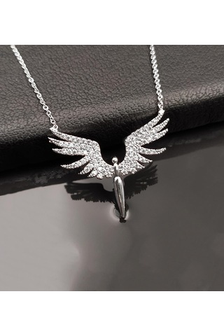Vegagiftshop Gümüş Kaplama Mikail Melek Kolye Gümüş
