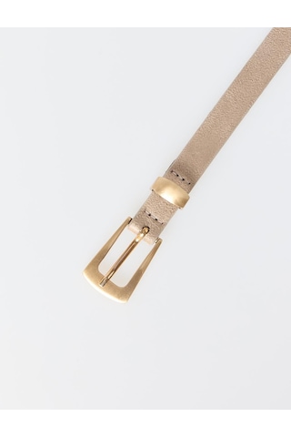 Jimmy Key Jimmy Key Bej Parlak Metal Tokalı İnce Süet Kemer 6sw415682130