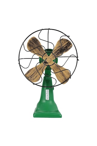 Nealdin Retro Nostaljik Fan Figür Dekor Siyah Yeşil Reçine Ev & Kafe Dekorasyonu 17 10 25 Cm