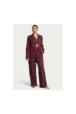 Victoria's Secret Flannel Uzun Pijama Takımı Kırmızı