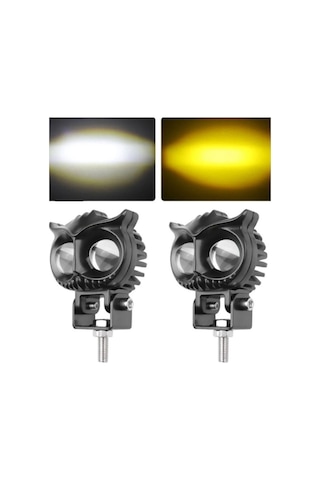 Baykuş Led Sis Farı Çakarlı 4 Fonksiyon Çift Renk Sarı-beyaz Moto-offroad-suv