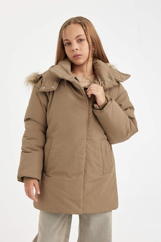 DeFacto Kız Çocuk Çıkarılabilir Suni Kürk Yaka Kapüşonlu Parka C8515A824AUBG80 Bej