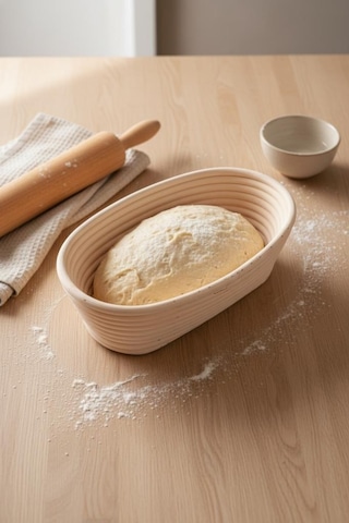 Bambum Puder - Ekmek Mayalama Sepeti Oval 24 Cm Ahşap