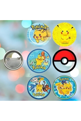 Lisanslı Yaka Çanta Rozeti Pokemon 6lı Paket Pinyata İçi Küçük Hediyelikler Diğer