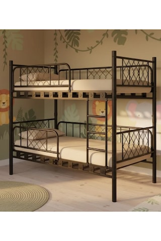 Missidea Metis Ayrılabilir 4 Korkuluklu Metal Ranza Ve Karyola Seti Siyah 90x190 90 x 190