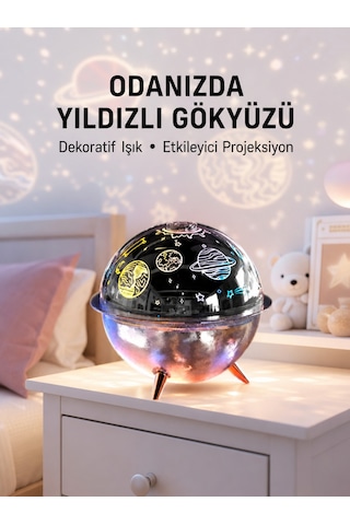 Galaksi Ve Yıldız Efektli Nemlendirici Işık Projektörü Yeni Nesil Sarı