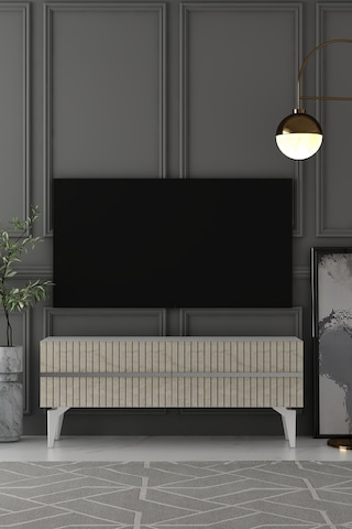 120dhdts5btg Tedy Lazer Pleksi Desenli Tv Sehpası Beyaz-traverten-gümüş