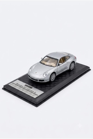 Hobbiez Lisanslı Porsche 911 Carrera Kapıları Açılabilir Model Diecast 1/32 Ölçek Metal Standlı Araç Gri
