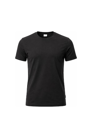Plus Scorpion T02 Kol Katlama Erkek Slim Fit Basic Tişört Bisiklet Yaka, Düz Kumaş, Yazlık Model Siyah