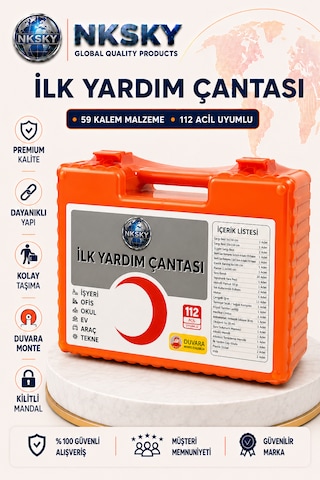 Nksky Ultra İlk Yardım Çantası Duvara Monte Ecza Dolabı İş Yeri Ofis Araç Ev İçin İlk Yardım Seti