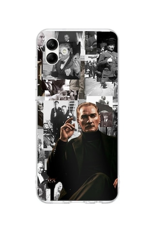 Samsung Galaxy A06 Uyumlu Mustafa Kemal Atatürk Kolajları Baskılı Silikon Kılıf
