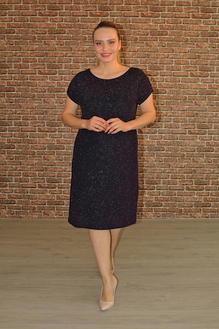 Nidya Moda Büyük Beden Kadın Mürdüm Simli Abiye Elbise-4035AM Mürdüm