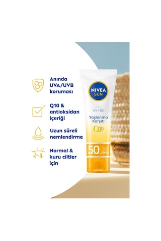 Sun Yüz Kremi 50ml Spf50 Yüksek Güneş Koruyucu  Görünümü Engelleyici