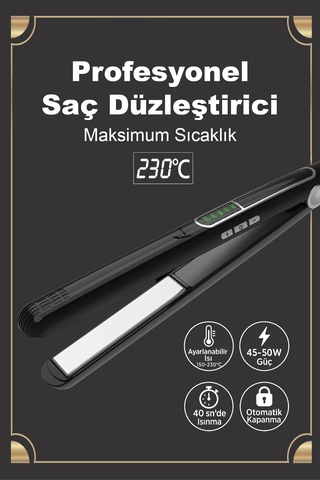 Profesyonel Saç Düzleştirici 5 Kademeli - 230 C Dijital Ekranlı Seramik Kaplı Plakalar.