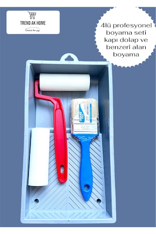 4lü Profesyonel Boyacı Seet Kapı Dolap Ve Benzeri Alan Boyama Fırça Plastik Rulo Yedek Rulo Başlık