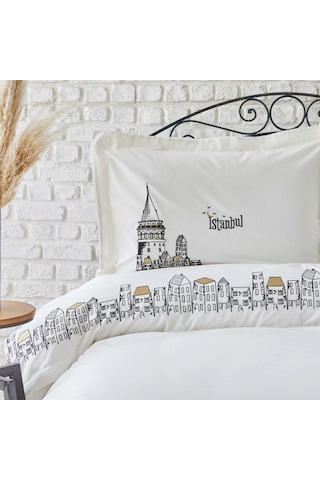 Pendik Çift Kişilik Nevresim Takımı Antrasit - Hardal