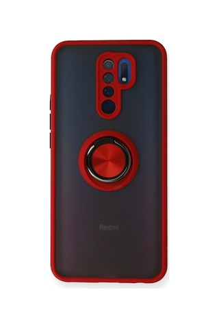 Newface - 337 - Xiaomi Redmi 9 Kılıf Montreal Yüzüklü Silikon Kapak - Csmo-tex - - Kırmızı