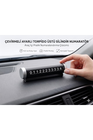 Çevirmeli Ayarlı Silindir Oto Numaratör - Torpido Üstü Pratik Araç İçi Telefon Numaralığı