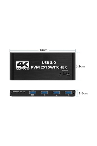 4kvm421 Kvm Switch 2x1 Hdmı 2.0 4k Ultra Hd 2160p Usb 3.0 Hdcp 2.3 Hdr10 400mhz Hız
