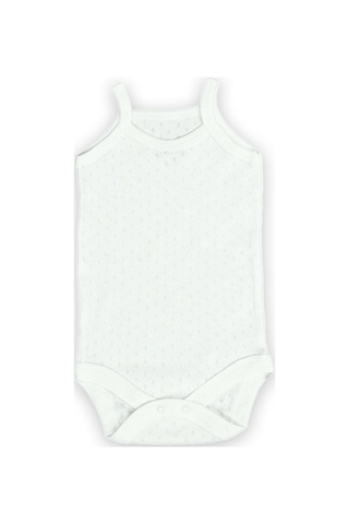 Novibaby 3'lü 18-24 Ay Jakarlı İp Askılı Ekru Bebek Atlet Body Zıbın Çıtçıtlı 100% Pamuk Ekru