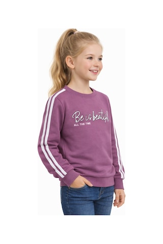 Kız Çocuk Kol Şeritli Sweatshirt Bgl-st05269 Gül Kurusu