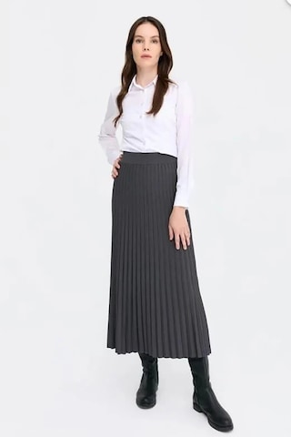 Desen Triko Kadın Pileli Triko Etek 1321 Antrasit Antrasit