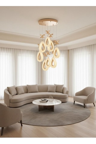 Lumia Lighting Yakamoz Model 2"li Gümüş 3 Renk Modu Ledli Modern Tavana Sıfır Salon Mutfak Çocuk Yatak Odası Led Avize Altın