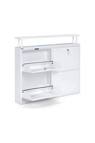 Ceha Kilitli Tablalı 4'lü Metal Ayakkabılık - Kar Beyaz K.AYK-2.4/B/P 9003/KL Beyaz