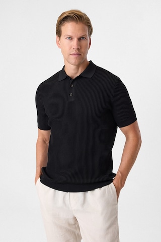 Back And Bond Regular Fit Siyah Düğmesiz Polo Yaka Triko Tişört