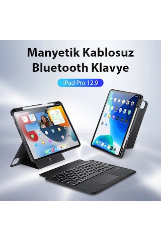 Dux Ducis iPad Uyumlu Pro 12.9 Dk Series Kablosuz Bluetooth Klavye Touchpad Kılıf- 5775 Tablet Kılıfı