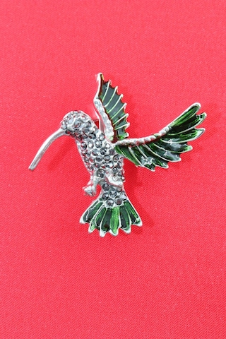Zamanı Durduran Mucize Arı Kuşu Broş Yeşil Ve Gümüş Tonlu Taşlı Unisex Erkek Kadın Yaka İğnesi. Çok Renkli