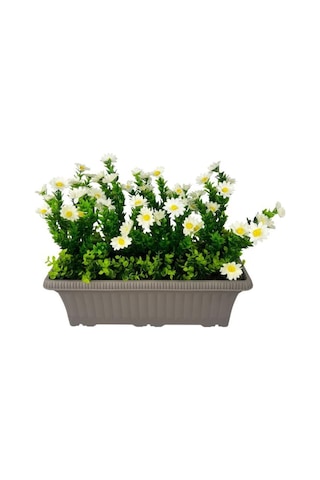 Yapay Çiçek Papatya Mokka Küpeşte Askılı Saksıda Balkon Çiçeği