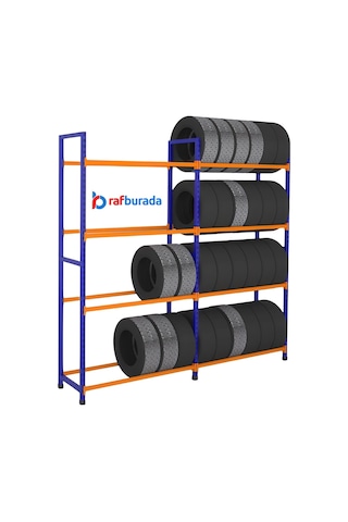 Rafburada Rafburada® 4 Katlı Lastik Rafı, Lastik Istifleme Rafı.