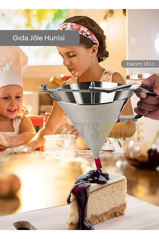 Gıda Jöle Hunisi Paslanmaz Hamur Dağıtıcı Büyük Boy Standlı Krep Ve Tatlı Porsiyonlayıcı Çelik 1.8 Lt.