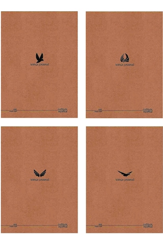 Wings Journal 4'lü Defter Seti - A5, Çizgili, Kraft Kapak, 96 Sf Krem