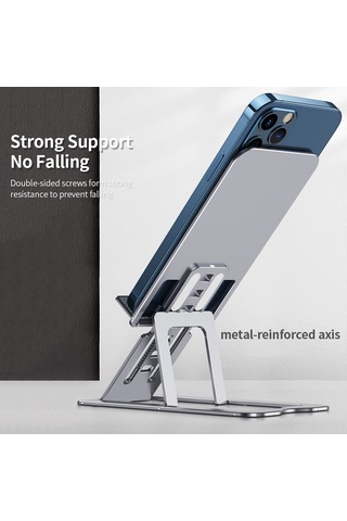 Xiyyadms Gri Alüminyum Masaüstü Tutucu - 7 Seviye Yükseklik Ayarlı, Katlanabilir Ve İnce Tasarım - Telefon Ve 12 İnç Tablet Uyumlu Gri